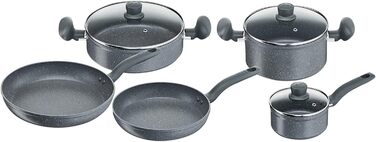 Набір посуду Lagostina Antea 8 предметів: каструлі та сковорідки, алюміній, сірий