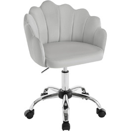 Крісло WOLTU для дому та офісу з м'якою спинкою у вигляді пелюсток, обертове, з регулюванням висоти, для робочого кабінету, спальні, сіре (велюр)