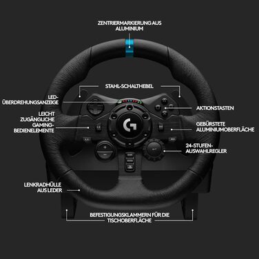 Logitech G923 Racing Wheel: Гоночне кермо для PS5, PS4, PC, Mac - Чорне. TRUEFORCE, 1000Hz, Подвійне зчеплення