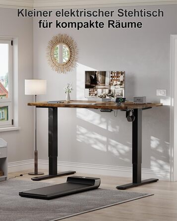 Дитячий стіл Airfish з регулюванням висоти 80x60 см, електричний, з функцією пам'яті. Стол для дому/офісу, стоячи/сидячи. Колір: Коричневий.