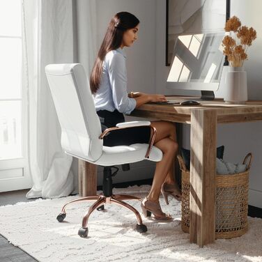 Крісло шеф Flash Furniture: обертне, біле шкіряне, з червоно-золотим каркасом, 61x58,5x103,5 см