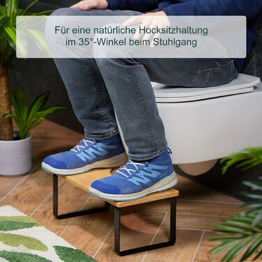 Підставка для ніг під час сидіння на унітазі Relaxdays, бамбук та метал