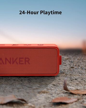 Портативна Bluetooth колонка Anker SoundCore 2, червона: потужний звук, глибокий бас, 24 год роботи, водонепроникність IPX7, сумісна з iPhone, Galaxy