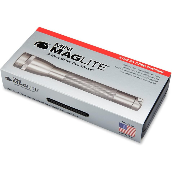 Ліхтарик MAGLITE Mini Maglite 2AA, сірий, у подарунковій коробці
