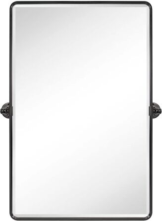 Дзеркало для ванної кімнати TEHOME 61x50.8 см, поворотне, матовий чорний, прямокутне, з металевим каркасом