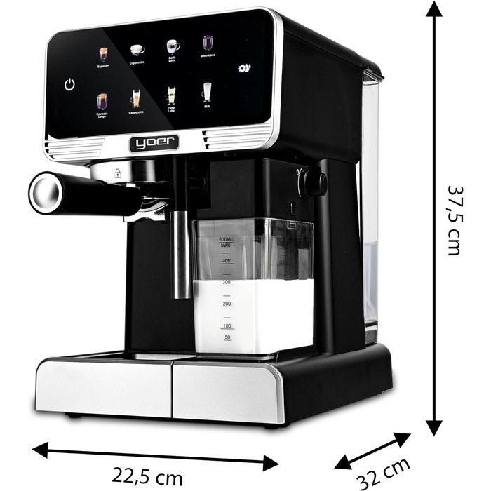 Повністю автоматична еспресо-машина, 1350 Вт, 20 бар, 1,8 л, 6 автоматичних програм, автоматичне спінювання молока, регулювання кількості кави та молока, автоматичне очищення, 03BK