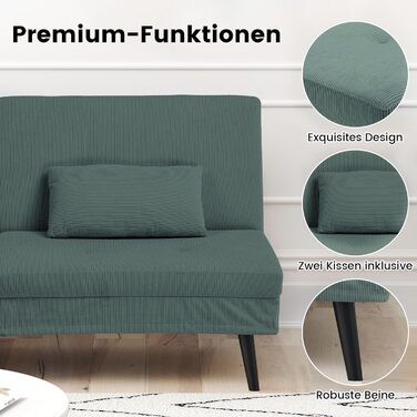 Диван-ліжко LUCKRACER 3-місний, трансформер, футон, кутовий диван, зелений, для вітальні та квартири