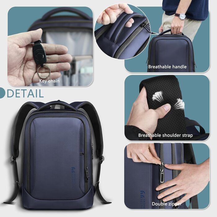 Чоловічий рюкзак для ноутбука Heroic Knight: діловий, з USB-зарядкою, антикрадійний, 17.3