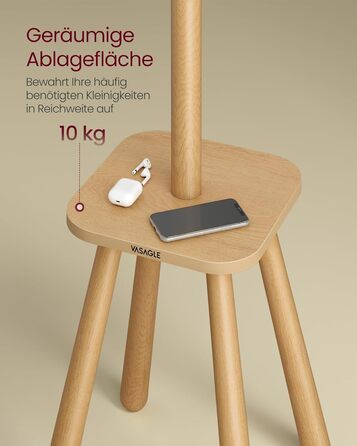 Стійка для одягу VASAGLE з 8 гачками та полицею, 170,5 см, для прихожих, спалень (Нейтрально-бежевий)