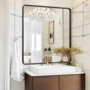 Дзеркало для ванної кімнати Fabuday, 61 x 76,2 см, без рами, для ванної, спальні, туалету, у стилі кантрі (Чорний)