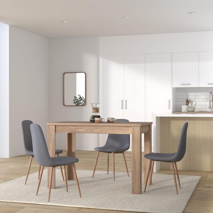 byLIVING Обідній стіл Nori: сучасний дизайн, ефект дуба, стільниця двостороння (чорний/білий), 120x80 см, H 75 см