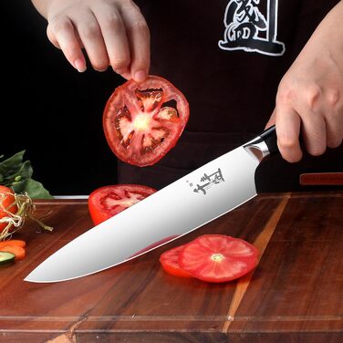 Саторі Дамаска 18 см - професійний кухонний ніж з дерев'яною ручкою, високовуглецева сталь VG10, преміум якість