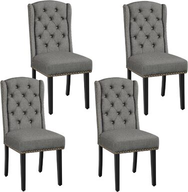 Набір кухонних стільців Yaheetech з крилатою спинкою, м'який стілець для їдальні, витримує до 140 кг, сірий (4, світло-сірий)