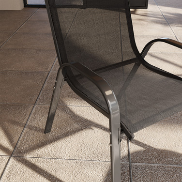 Набір садово-патіо стільців 4 шт., сталеві, складані з підлокітниками та спинкою, до 120 кг, чорного кольору