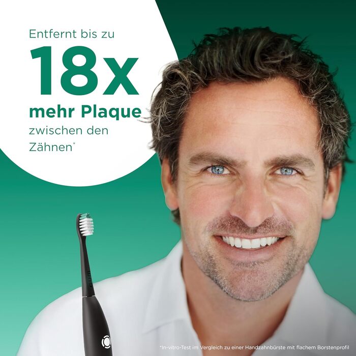 Електрична зубна щітка GUM SMART ONE з контролем швидкості, таймером, 4 режимами чищення, акумулятором до 6 тижнів та додатковими насадками (3 шт) м'ятно-зеленого кольору