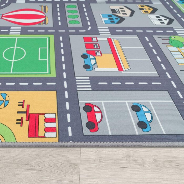 Домашній ігровий килим TT, килим для дитячої кімнати, дитячий дорожній килим, дизайн автомобіля, сірий, Розмір (діаметр 200 см круглий)