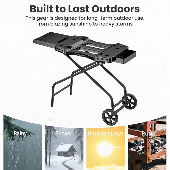 Мобільний гриль-візок для грилів Ninja Woodfire, Weber, Blackstone, Nexgrill, Traeger та інших, з тримачем для паперових рушників (108x33x66 см)