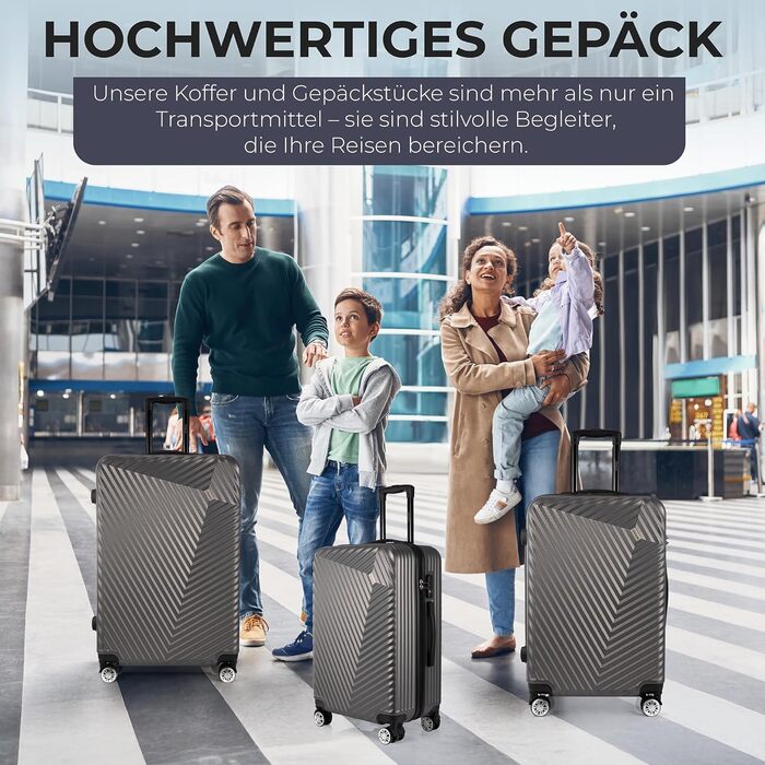 Набір валіз xRace 3-частинний ABS, 20/24/28 дюймів, ручна поклажа, TSA замок, 360° колеса, стійкий до ударів, преміум підкладка