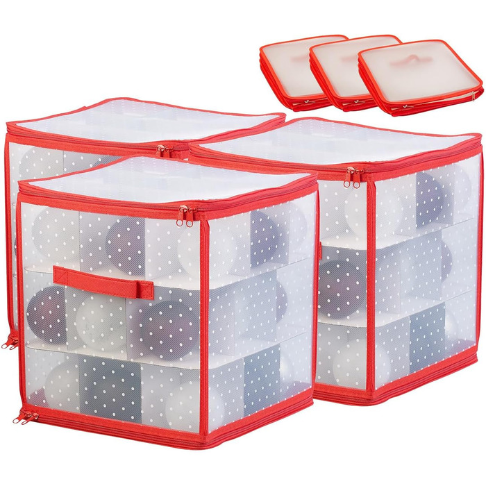 Коробка для прикрас на Новий рік Infactory: набір 3 шт. для зберігання 27 новорічних кулі до 10 см, з ручкою