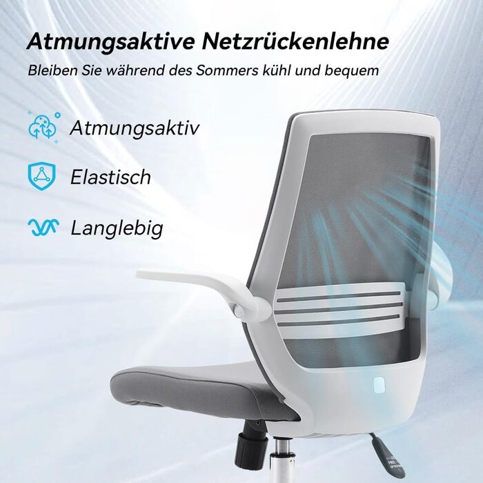 Офісний крісло SIHOO ергономічне з регульованими підлокітниками, підтримкою попереку та м'якою спинкою Mesh. Сірий колір.