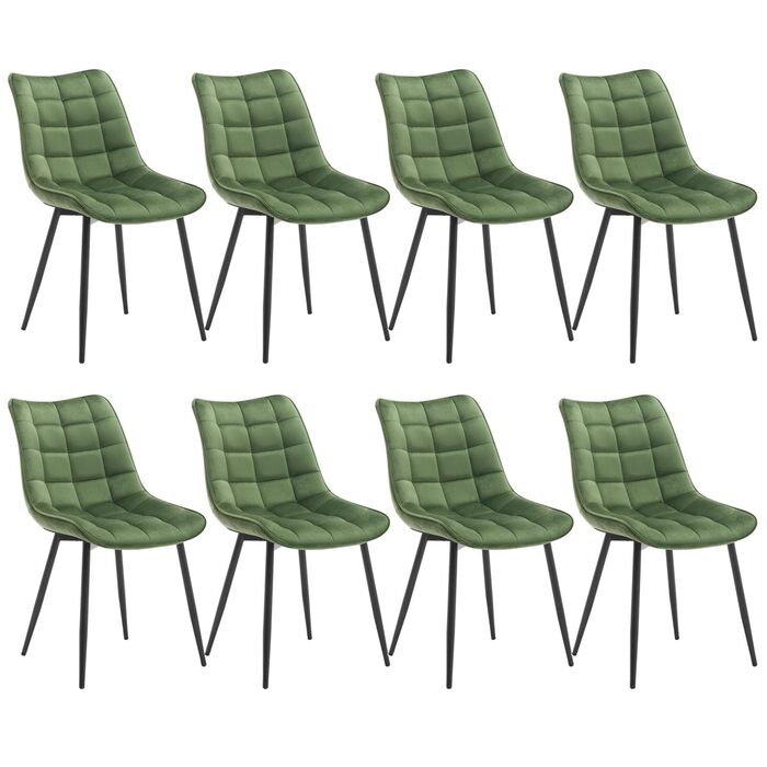 Набір обідніх стільців WOLTU (8 шт.) - обідні стільці для кухні, вітальні, їдальні. М'яке сидіння з велюру, металеві ніжки, до 150 кг.