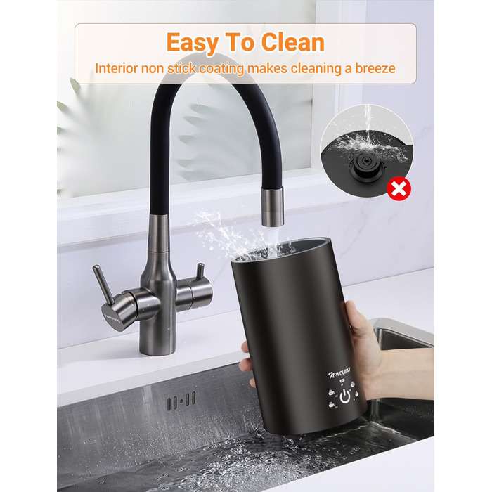 Електричний спінювач молока 5-в-1 600W з антипригарним покриттям. Підходить для приготування гарячого та холодного молочного пін, какао, лате, капучино. Чорний.