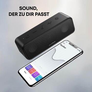 Soundcore 3 Bluetooth Портативна Колонка: Стерео Звук, Titan Membrana, BassUp, 24 год, IPX7, EQ, для дому, вулиці, саду (Чорний)
