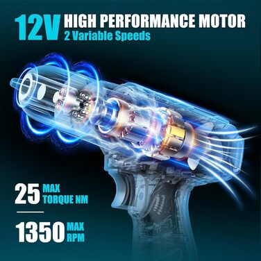 Набір інструментів Sundpey 206 предметів з акумуляторною викруткою 12V для дому та ремонту (синій)