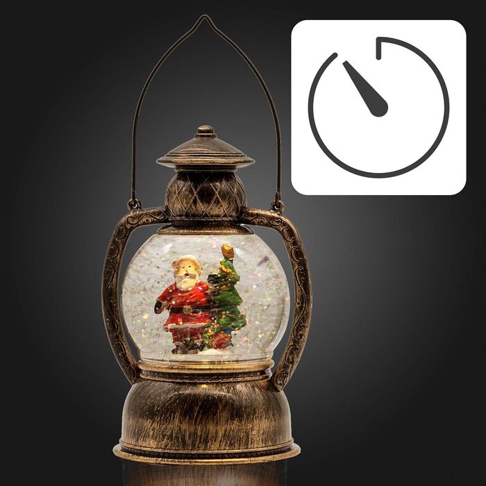 LED ліхтар Hellum у вигляді сніжної кулі на Новий рік, 14x20 см, з підсвіткою, на батарейках, для прикраси ялинки та дому