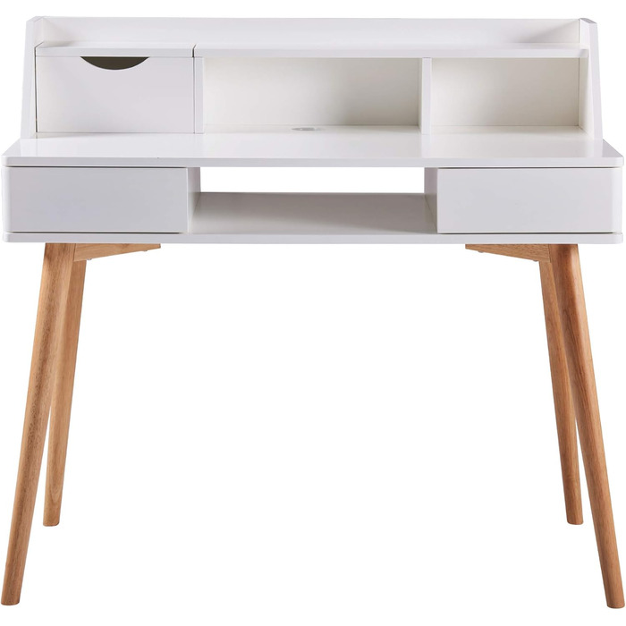 Дитячий письмовий стіл Teamson Home Creativo з MDF, з полицями та шухлядами, білий/натуральний, VNF-00045