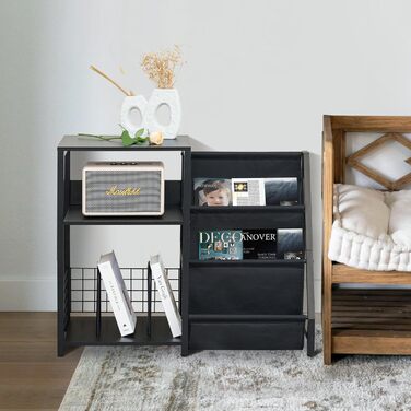 Стійка для програвача вінілу з 3-ярусним зберіганням для 200 альбомів, металевий каркас, CD та Record шафа, стійка для програвача та дерев'яна шафа для платівок для вітальні, кімнати відпочинку