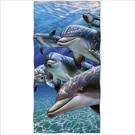 Пляжний рушник Zomer 70x140 см, пляжний рушник з мікрофібри з принтом-Дельфін Байрон-Бей (Дельфін 1)