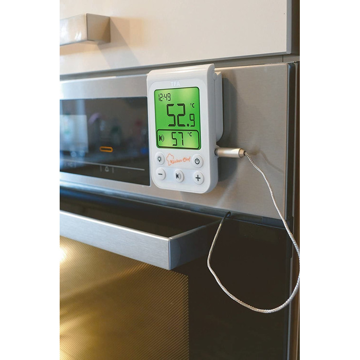 Шеф-кухар, цифровий термометр для смаження на грилі з підсвічуванням, пластиковий, L85 x W30 x H225 мм (білий)