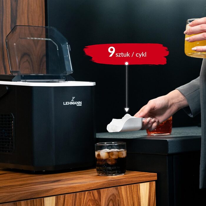 Машина для приготування льоду Lehmann - 1.3л, 12кг/24г, 2 розміри, для дому, вечірки, офісу, кемпінгу