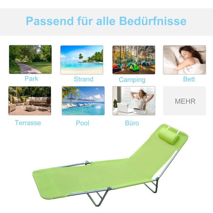 Outsunny Sun Lounger Садовий шезлонг Relax Lounger 4 кольори, складний шезлонг для ванни, шезлонг з сошками для саду та балкона