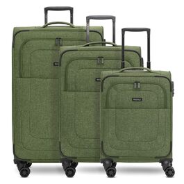 Набір валіз REDOLZ 3 шт. для жінок та чоловіків | Легкі та стійкі дорожні валізи з високоякісним softcase, 4 подвійні колеса, TSA-замок, розширювані (Essentials 12) Оливковий колір
