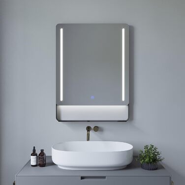 Дзеркало для ванної кімнати AQUABATOS LED 50x70 см з підсвічуванням, сенсорне керування, 6400K, IP44, CE, енергозберігаюче