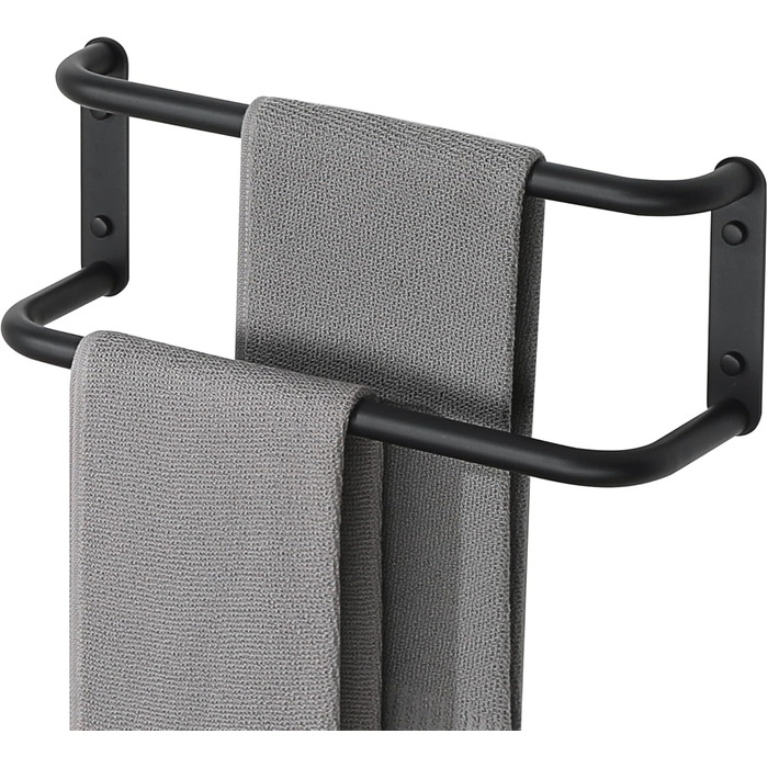 Тримач для рушників подвійний, нержавіюча сталь 304, 40 см, чорний. Настінний тримач для рушників у ванну та кухню. Набір для ванної кімнати