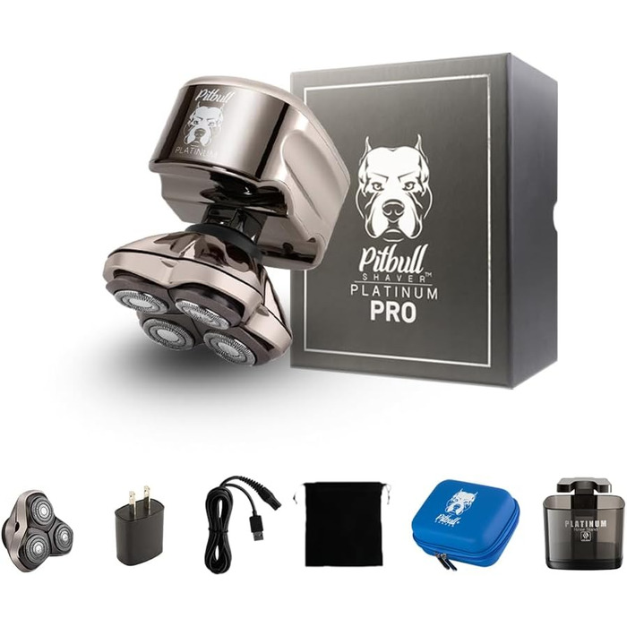 Електричний гоління для обличчя та тіла Pitbull Platinum PRO - бездротовий, USB-зарядний, для чоловіків. З бонусними лезами та аксесуарами