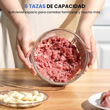 Подрібнювач LINKChef електричний 1.5л, скляна чаша, сталеві ножі, 2 швидкості, для м'яса, фруктів, овочів та дитячого харчування, сріблястий