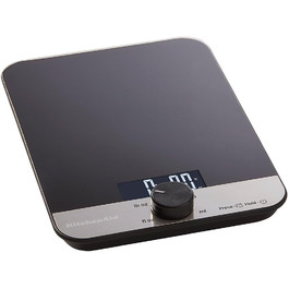 Кухонні ваги KitchenAid, скляна платформа, для сухих та вологих інгредієнтів, до 5000 г, чорний колір