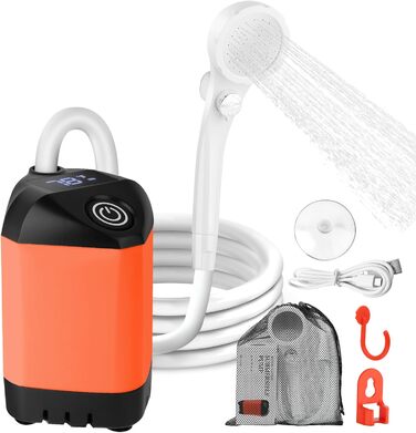 Набір для душу намету Campingdusche з насосом та акумулятором 7800mAh, оранжевий