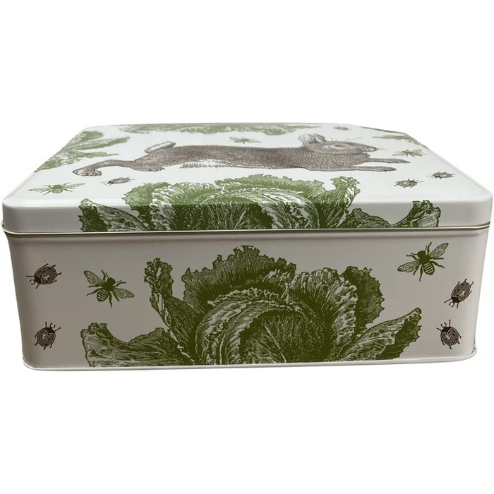 Дизайн подарункової коробки Thornback & Peel-Любовно оформлена прямокутна коробка для зберігання-жерстяна коробка з мотивом, коробка для печива, коробка-Розміри (Д х Ш х В) 19,5 х 15,4 х 7,5 см (заєць в капусті)
