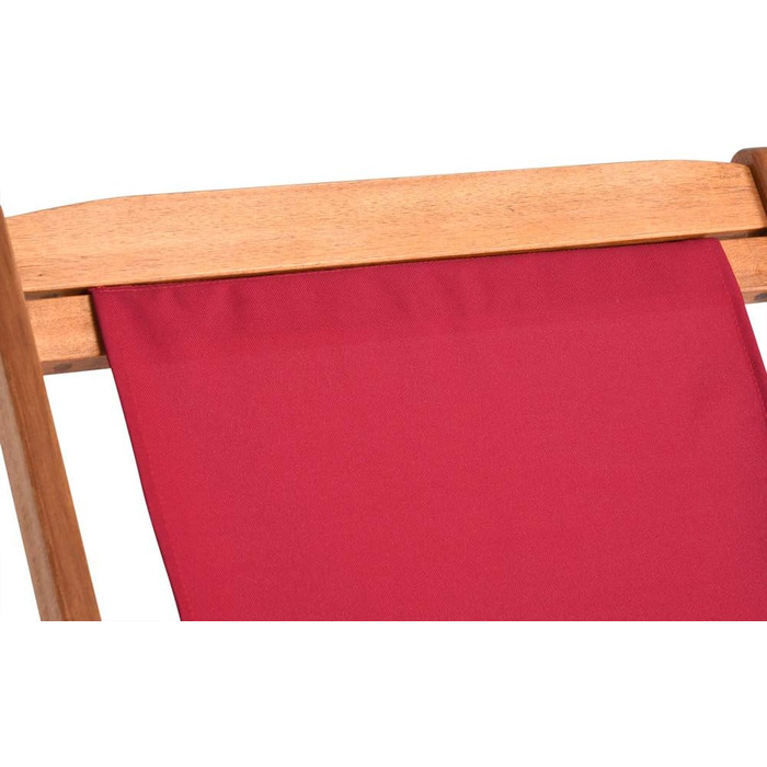 Лежак для відпочинку Casaria® з дерева, вологостійкий, складний, регульований, до 160 кг, підлокітники, подушка для шиї, для саду та балкону, акація, 94x94x60 см (Бордовий)