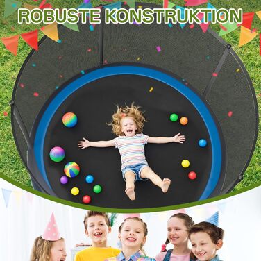 Батут JUMMICO вуличний 220 см з сіткою безпеки та захисним покриттям - блакитний