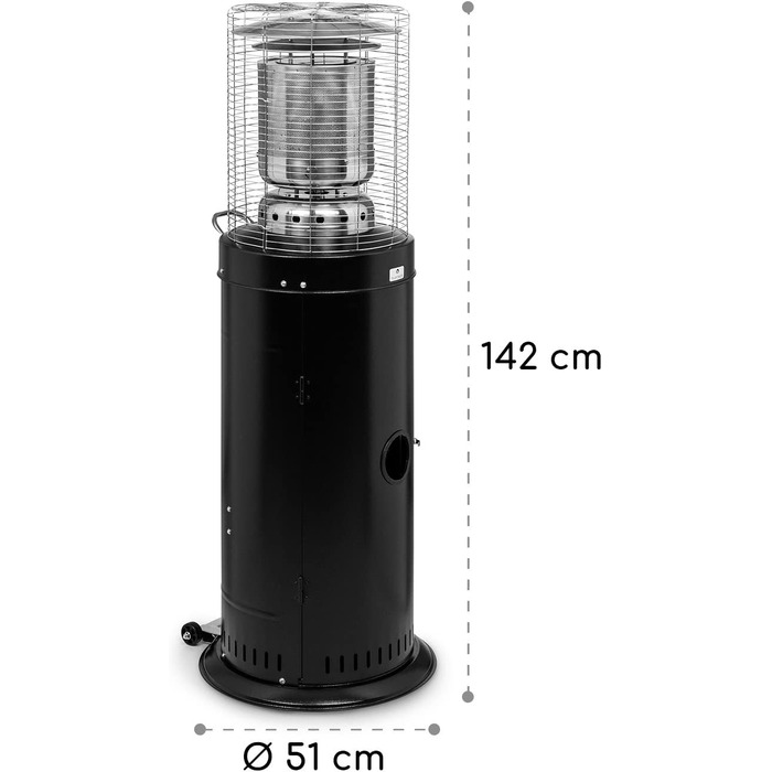 Газовий обігрівач для патіо, 2 рівні 5000/11000 Вт, Чорний