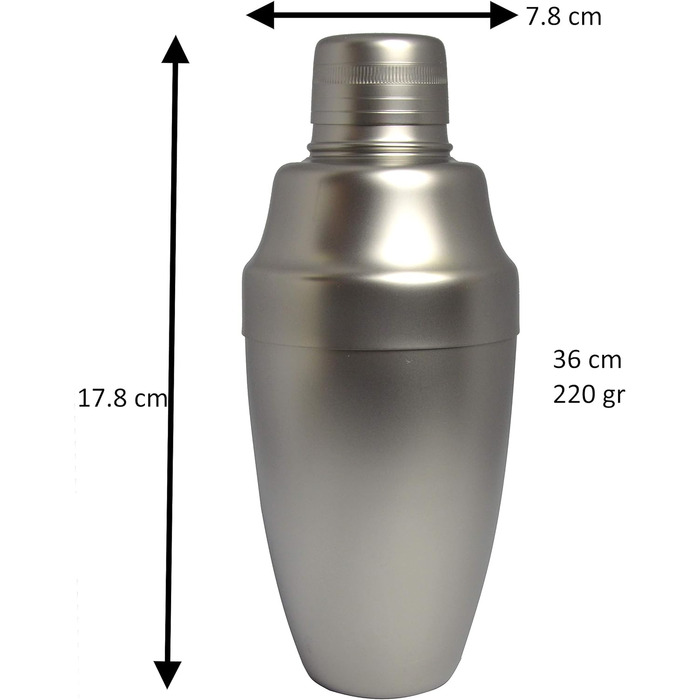 Шейкер для коктейлів Yukiwa з нержавіючої сталі доступний у 3 кольорах та 2 розмірах, три частини, виготовлені в Японії (сріблястий матовий, 36 мл)