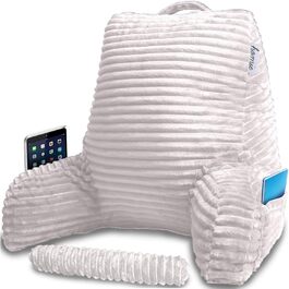 Подушка-гніздо Homie з підставкою для зап'ястя, підлокітниками та спинкою для відпочинку, читання, роботи за ноутбуком та перегляду телевізора (біла) Medium 43x76 см, білий колір