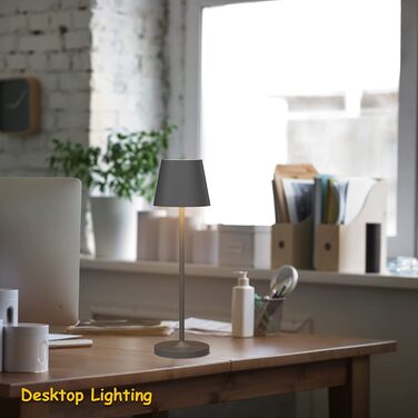 LED акумуляторна настільна лампа K-Bright з регулюванням яскравості | Для дому та вулиці | Тепле світло | USB зарядка | Антрацит