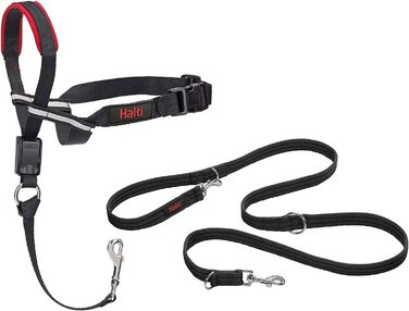 Комбінований повідець Halti Optifit і тренувальний повідець, який дозволяє зупиняти собаку на прогулянках з халти, включає поводок Medium Optifit і поводок з подвійним кінцем, поводок Medium (14324 Вт) (чорний, великий)